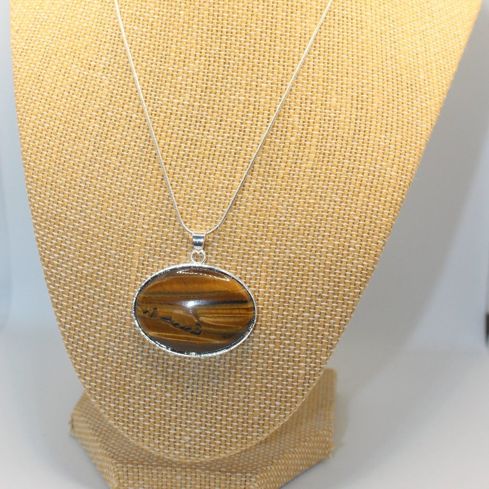 Tiger Eye Pendant on Chain